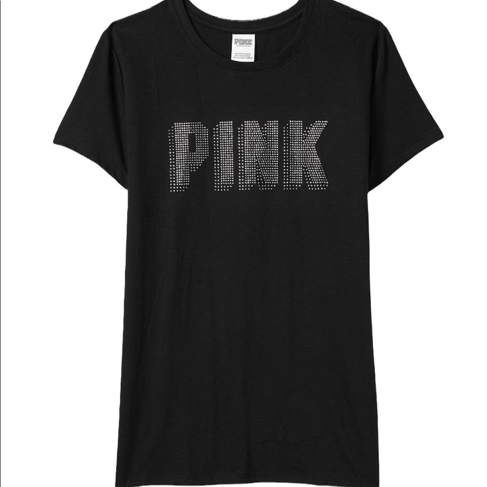 Victoria’s Secret PINK Bling Tee Shirt Black Shine